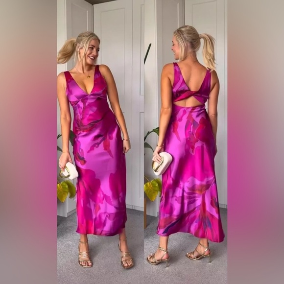 🔥🔥zara printed satin midi dress - Picture 1 of 8